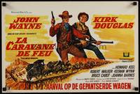 2b370 WAR WAGON Belgian '67 great different art of cowboys John Wayne & Kirk Douglas!