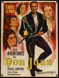 2b391 ADVENTURES OF DON JUAN French 24x32 R60s cool art of Errol Flynn by Allard!