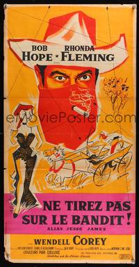 2b558 ALIAS JESSE JAMES French 15x31 '59 art of wacky outlaw Bob Hope & sexy Rhonda Fleming!