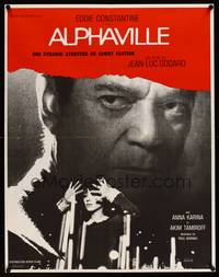 2b392 ALPHAVILLE French 23x30 '65 Jean-Luc Godard, Eddie Constantine, pretty Anna Karina!