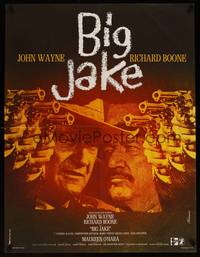2b398 BIG JAKE French 23x30 '71 cool Ferracci art of Richard Boone & John Wayne!