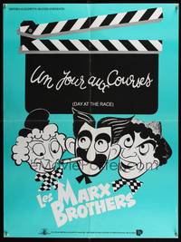 2b410 DAY AT THE RACES French 24x32 R70s great wacky art of the Marx Brothers, horse racing!