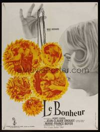 2b437 HAPPINESS French 23x30 '65 Agnes Varda's Le Bonheur, wonderful art by Kerfyser!