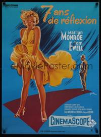 2b511 SEVEN YEAR ITCH French 23x32 R80s Billy Wilder, great sexy art of Marilyn Monroe!