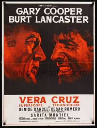 2b538 VERA CRUZ French 23x32 R70s best close up artwork of cowboys Gary Cooper & Burt Lancaster!