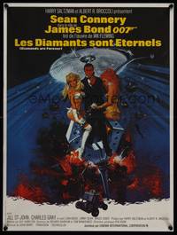 2b590 DIAMONDS ARE FOREVER French 16x22 R80s art of Sean Connery as James Bond by Robert McGinnis!