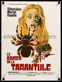 2b640 KISS OF THE TARANTULA French 15x21 '75 wild horror art of big hairy spiders attacking people!