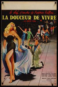 2b642 LA DOLCE VITA French 15x21 '61 Federico Fellini, Mastroianni, sexy Ekberg by Yves Thos.!