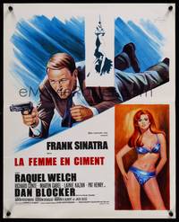 2b643 LADY IN CEMENT French 15x21 '68 Grinsson art of detective Frank Sinatra & sexy Raquel Welch!