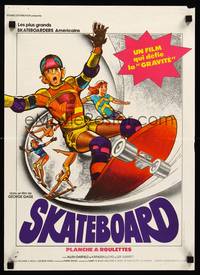 2b691 SKATEBOARD French 15x21 '78 Leif Garrett, Allen Garfield, wacky Landi skating art!