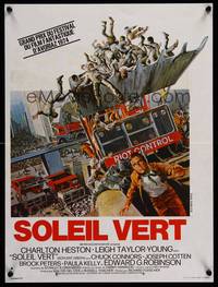 2b694 SOYLENT GREEN French 15x21 '73 art of Heston trying to escape riot control by John Solie!