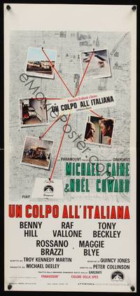 2b778 ITALIAN JOB Italian locandina '69 great image of crime map, Michael Caine!