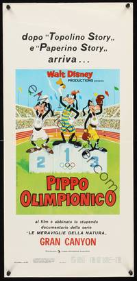 2b830 SUPERSTAR GOOFY Italian locandina '72 Disney, art of Goofy on Olympic podium!
