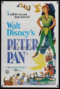 2c087 PETER PAN Aust 1sh movie poster R70s Walt Disney classic!