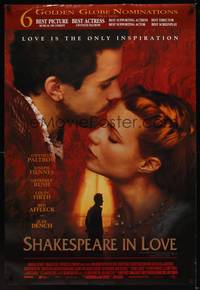 2c091 SHAKESPEARE IN LOVE DS Aust 1sh '98 romantic close up of Gwyneth Paltrow & Joseph Fiennes!