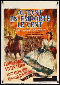 2c020 GONE WITH THE WIND Belgian R54 great artwork of Vivien Leigh, all-time classic!