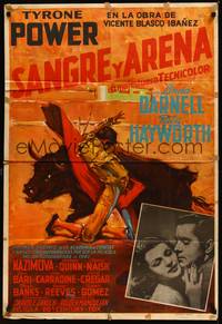 2c005 BLOOD & SAND Colombian poster '41 great artwork of matador, Tyrone Power & Rita Hayworth!