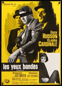 2c235 BLINDFOLD French 23x32 '66 Rock Hudson, Claudia Cardinale, Xarrie artwork!