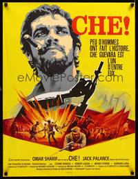 2c241 CHE French 23x30 '69 great Grinsson art of Omar Sharif as Guevara!
