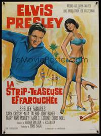 2c276 GIRL HAPPY French 23x32 '65 great Rau art of Elvis Presley & sexy Shelley Fabares in bikini!