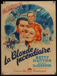 2c289 INCENDIARY BLONDE French 23x32 '45 art of super sexy showgirl Betty Hutton & cast!