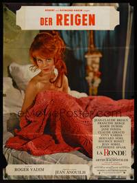 2c301 LA RONDE French 23x31 '64 best image of naked Jane Fonda in bed, directed by Roger Vadim!