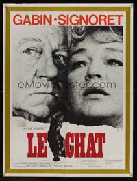 2c303 LE CHAT French 23x32 '71 extreme close-ups of Simone Signoret & Jean Gabin!
