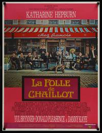 2c311 MADWOMAN OF CHAILLOT French 23x30 '69 Katharine Hepburn & other cast members outside cafe!
