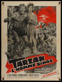 2c341 TARZAN THE APE MAN French 23x32 '59 Edgar Rice Burroughs, Denny Miller & Joanna Barnes!
