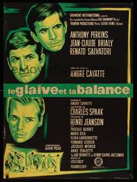 2c352 TWO ARE GUILTY French 23x31 '63 Le Glaive et la balance, Anthony Perkins, Charles Rau art!