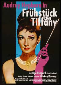 2c059 BREAKFAST AT TIFFANY'S German R86 most classic artwork of sexy elegant Audrey Hepburn!