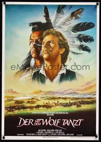 2c061 DANCES WITH WOLVES German '91 great Casaro art of Kevin Costner & Native American Indians!