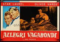 2c493 WAY OUT WEST Italian photobusta R64 Laurel & Hardy classic, great artwork!