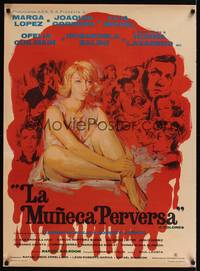 2c040 LA MUNECA PERVERSA Mexican poster '69 great artwork of sexy Marga Lopez!