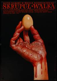 2c652 SKRUPUL WALKA commercial Polish 27x38 '00 disturbing Walkuski art of bloody hand & egg!
