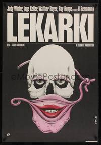 2c668 WOMEN DOCTORS Polish 27x38 '85 bizarre Jakub Erol art of skull w/female mask!