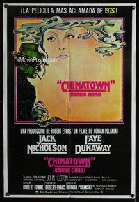2c010 CHINATOWN South American '75 Pearsall art of Jack Nicholson, Faye Dunaway, Roman Polanski!