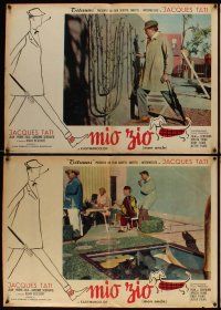 2c472 MON ONCLE 7 Italian photobustas '58 Jacques Tati as My Uncle, Mr. Hulot, great border art!