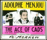 2d120 ACE OF CADS glass slide '26 Adolphe Menjou, really cool playing card design!