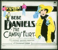 2d127 CAMPUS FLIRT glass slide '26 great artwork of sexy Bebe Daniels winking at college boys!