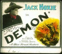 2d129 DEMON glass slide '26 great close up of cowboy Jack Hoxie + art of him on horseback!