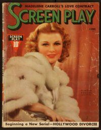 2d076 SCREEN PLAY magazine June 1937 sexy Ginger Rogers in fur coat by James Doolittle!