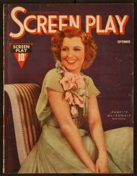2d079 SCREEN PLAY magazine September 1937 portrait of Jeanette MacDonald by James Doolittle!