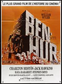 2e299 BEN-HUR French 1p R80s Charlton Heston, William Wyler classic religious epic, chariot art!