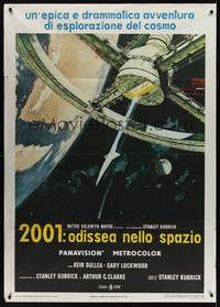 2e001 2001: A SPACE ODYSSEY Italian 1p R70s Stanley Kubrick, art of space wheel by Bob McCall!
