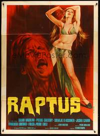 2e040 EROS E THANATOS Italian 1p R74 full-length art of sexy barely-dressed girl + screaming man!