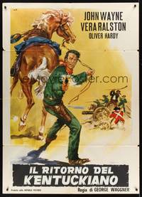 2e042 FIGHTING KENTUCKIAN Italian 1p '49 completely different art of John Wayne pointing gun!