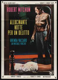 2e048 GOING HOME Italian 1p '72 different art of ex-con Robert Mitchum & dead body by Enzo Nistri!