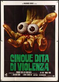 2e153 5 FINGERS OF DEATH Italian 2p '73 best gruesome art of hand holding eyeballs by Antonio Mos!