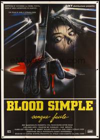 2e167 BLOOD SIMPLE Italian 2p '85 Joel & Ethan Coen, best different art by Enzo Sciotti!